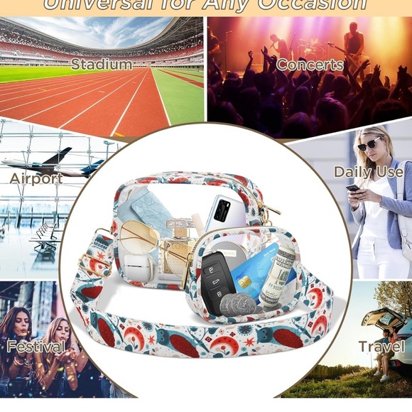 Clear Bag, Stadium Approved Adjustable Strap Clear Stadium Bag Concerts Sports - Picture 5 of 5